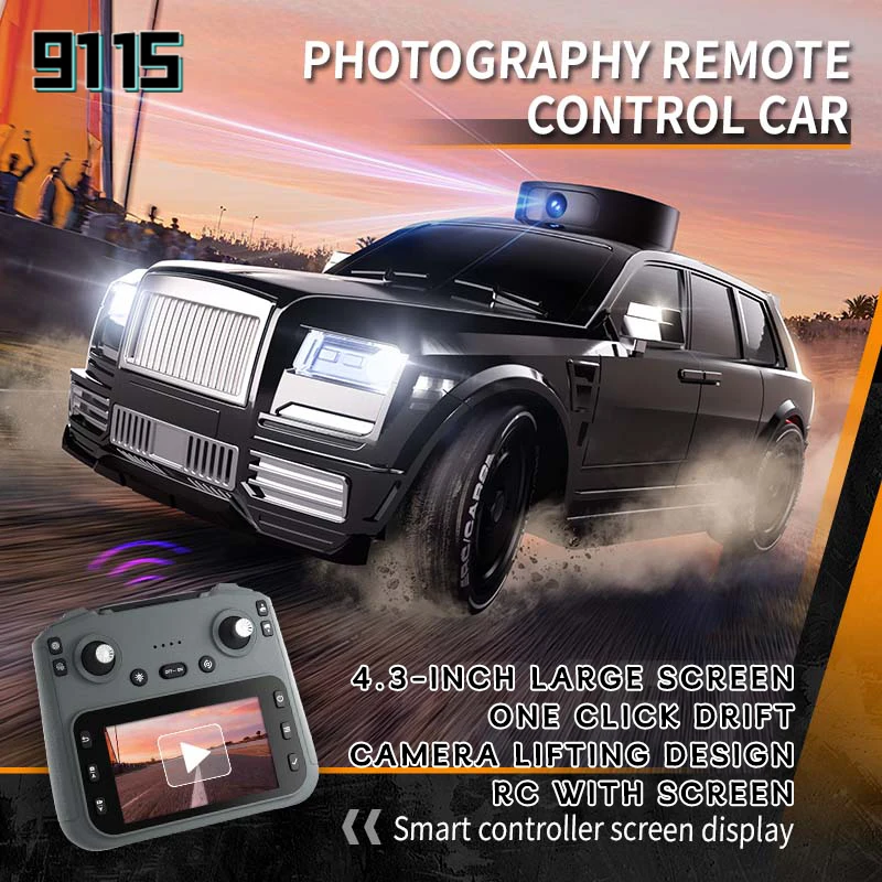 

4K HD-камера 911S Радиоуправляемый автомобиль — большой экран с диагональю 4,3 дюйма, светодиодное освещение для дрейфа в один клик, дизайн подъема камеры | Рождественский подарок детям