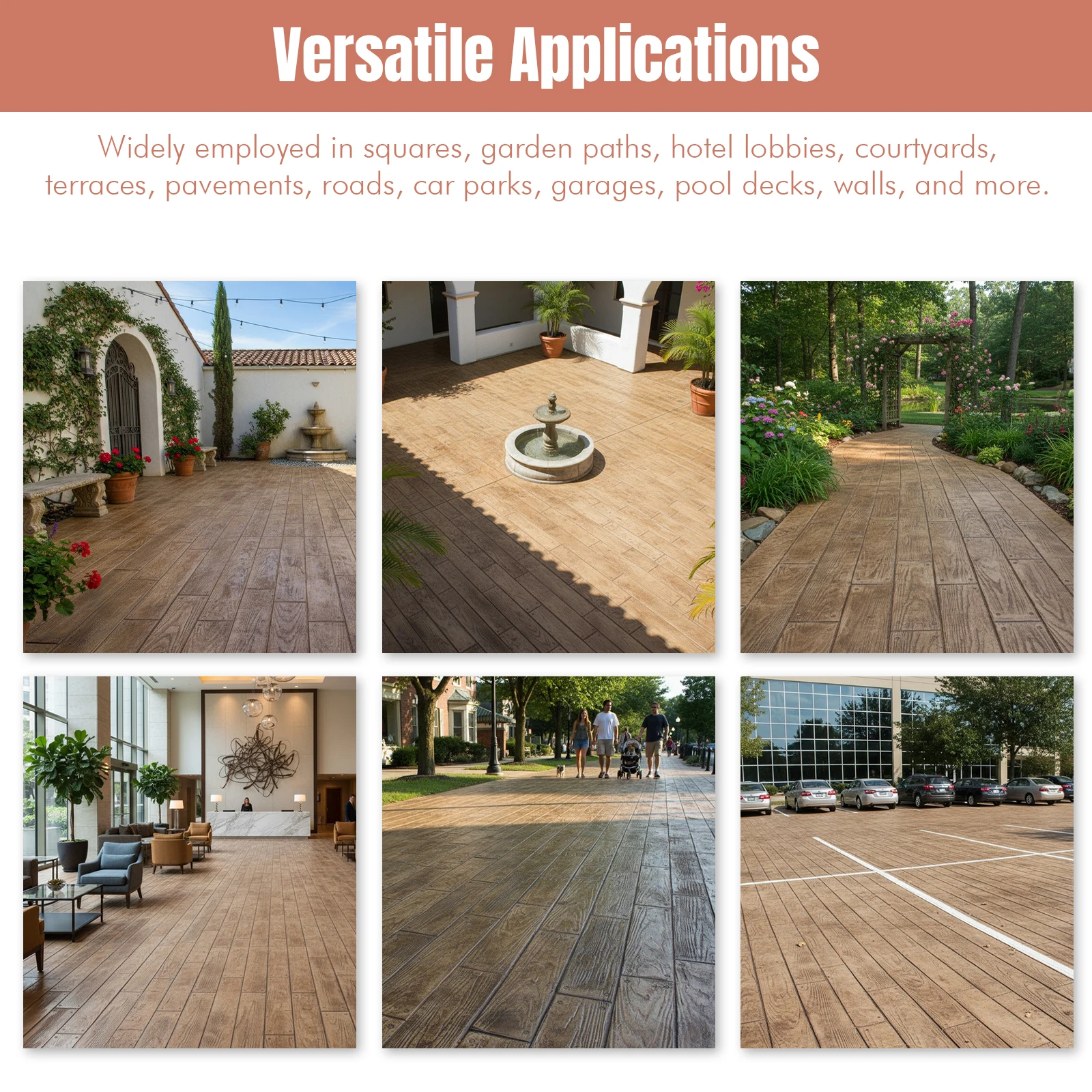 

Realistic Wood Floor Texture Concrete Texture Mat Wood Grain Concrete Wood Plank Concrete Stamps Mat for Indoor/Outdoor Floors