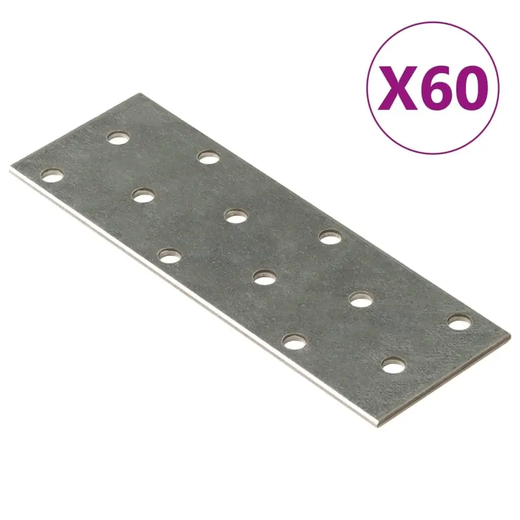 60 Pcs Galvanized Steel Perforated Plates, 2mm Thickness, 120x40mm - Ideal for DIY & Craft Projects