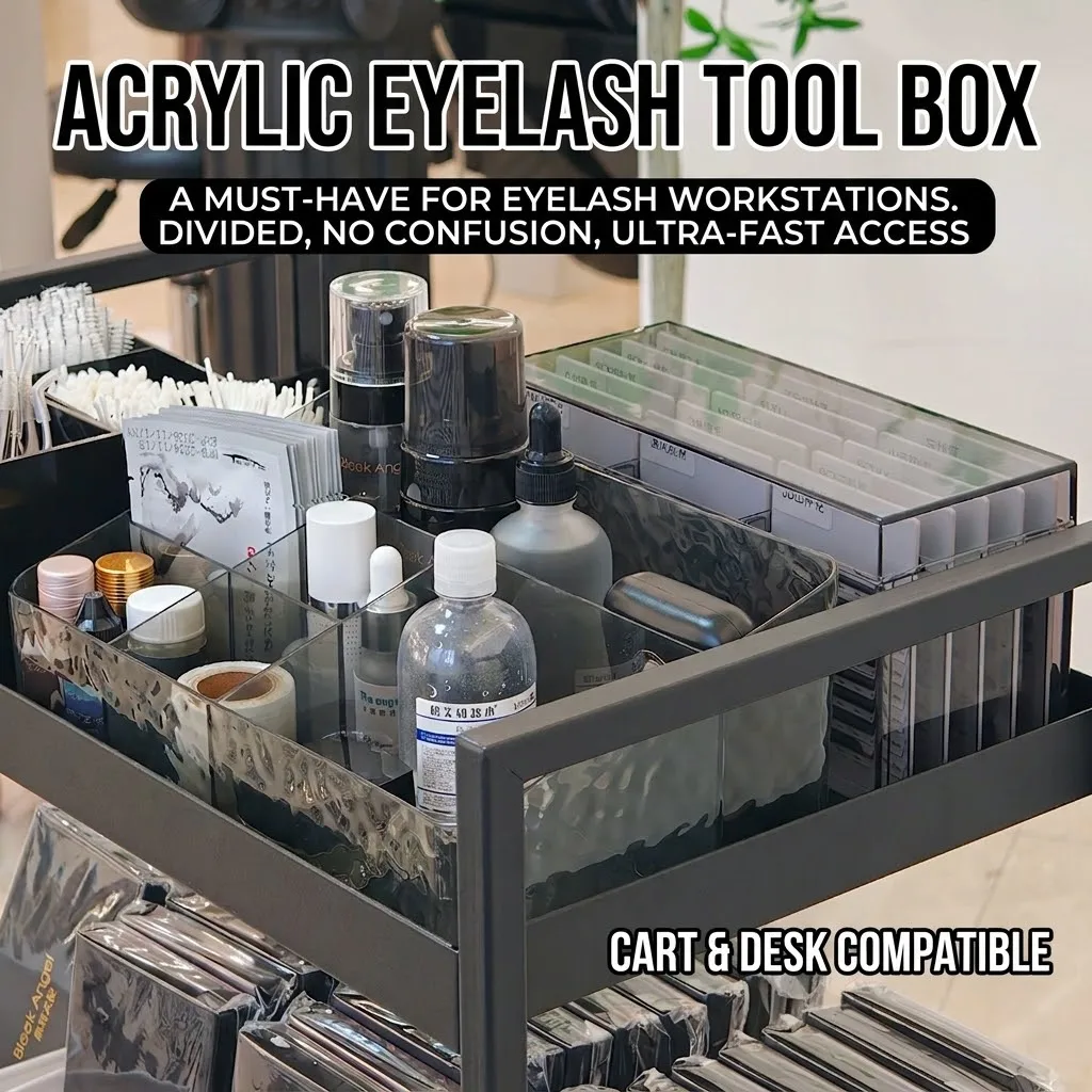 Mehrteilige Aufbewahrungsbox mit Wasserwellen-Design für Wimpernverlängerungen, geteilter Schreibtisch-Organizer für Kosmetik und Wimpern-Schönheitswerkzeuge – Detail 3