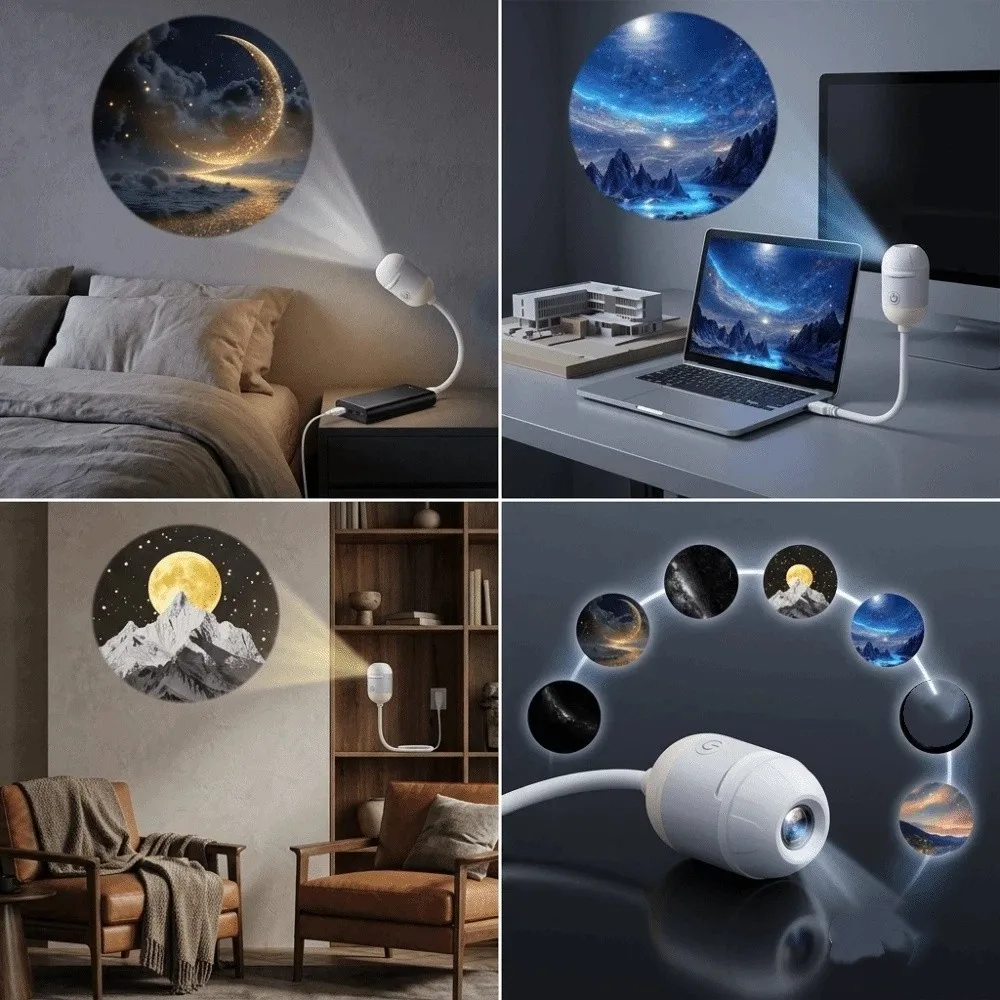USB Powered Starry Sky Projection Lamp Plug And Play Compact Design Galaxy Atmosphere Lamp Dream Like Soft Projection