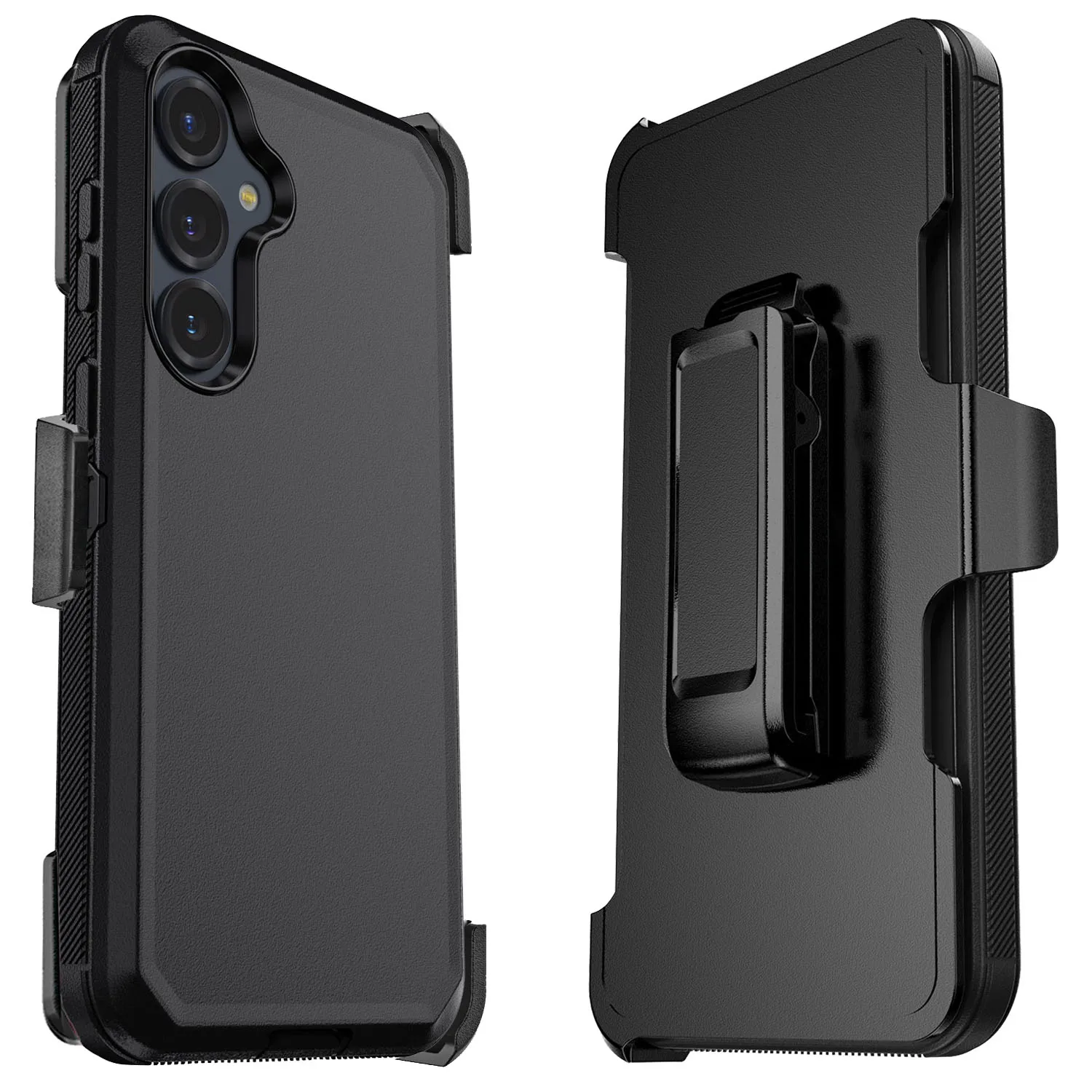 

Черный чехол для Samsung Galaxy S25 FE, сверхпрочный противоударный жесткий прочный гибридный 3-слойный чехол для телефона с зажимом