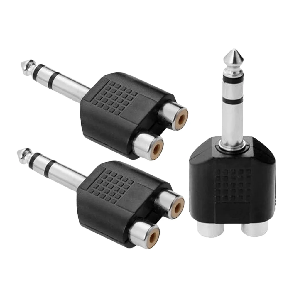 3 Pcs Plug Audio Adapter RCA Y-Adapter Speaker 1/4 to Splitter 635mm Trs Zinc Alloy Converter