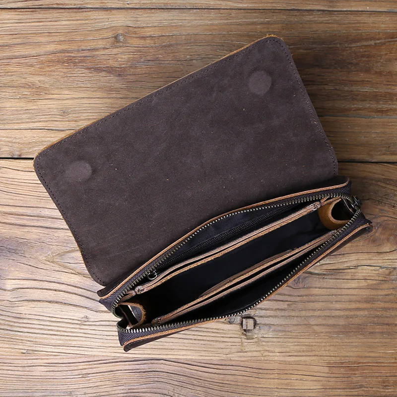 Nzpj Vintage Echt leder Herren Clutch Tasche verrückte Pferd Leder Handy tasche natürliche Top Layer Rindsleder Brieftasche für 8-Zoll-iPad – Detail 15