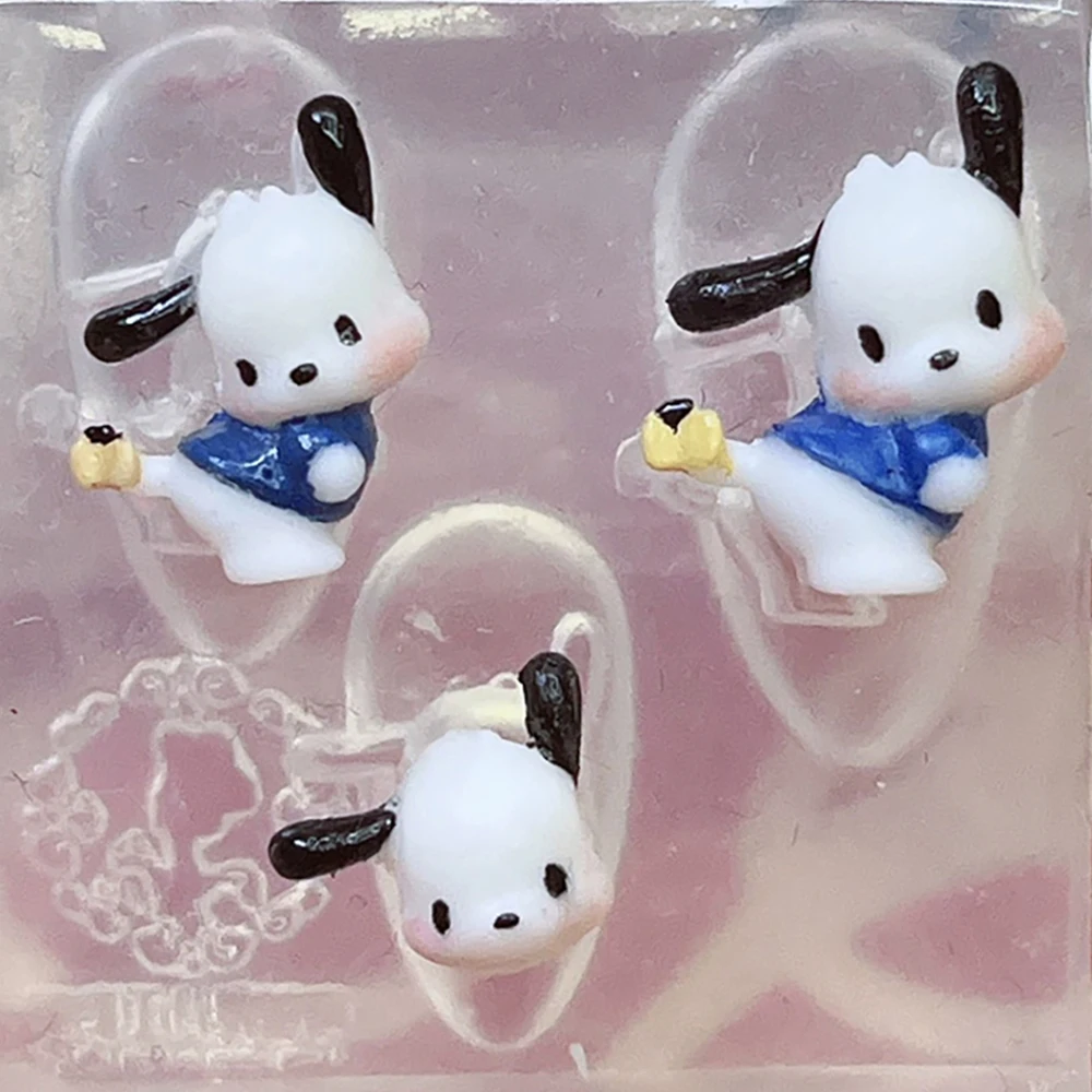 Sanrio Kuromi Melody 3D cetakan kuku akrilik seni Hello Kitty Pochacco Diy silikon kartun kuku ukiran cetakan pesona menghias