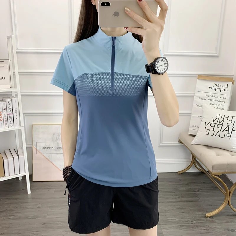 Play High Speed  Ice Female Collar Short Sleeve T-shirt are Running Faster Drying Clothing Breathable Mountaineering Wear Abs