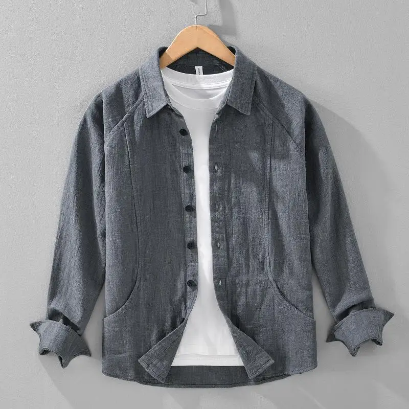 

Мужская длинная сезонная длинная хлопково-льняная куртка, дышащая влажная подставка ng, весна 2022, длинная свеч, открытая ...