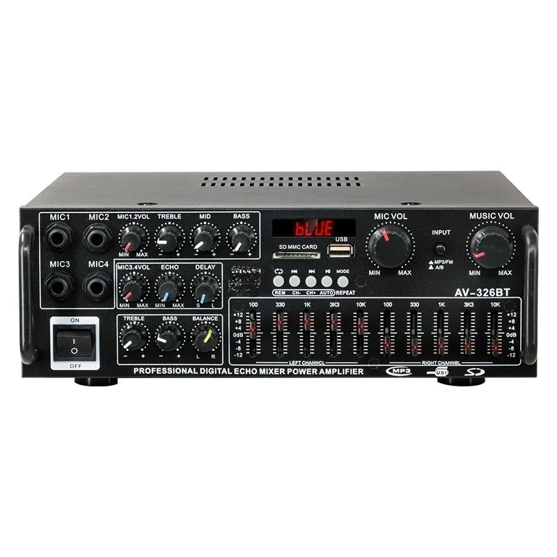 For High-power Household Power Amplifier 12V220V Equalizer Car Outdoor Karaoke Dual-purpose Power Amplifier