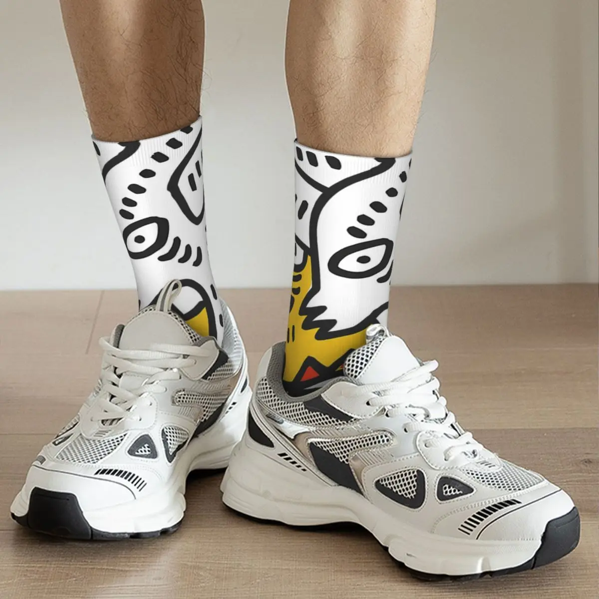 Chaussettes unisexes pour hommes, Vintage, noir, blanc, jaune, Orange, Graffiti, Art de rue