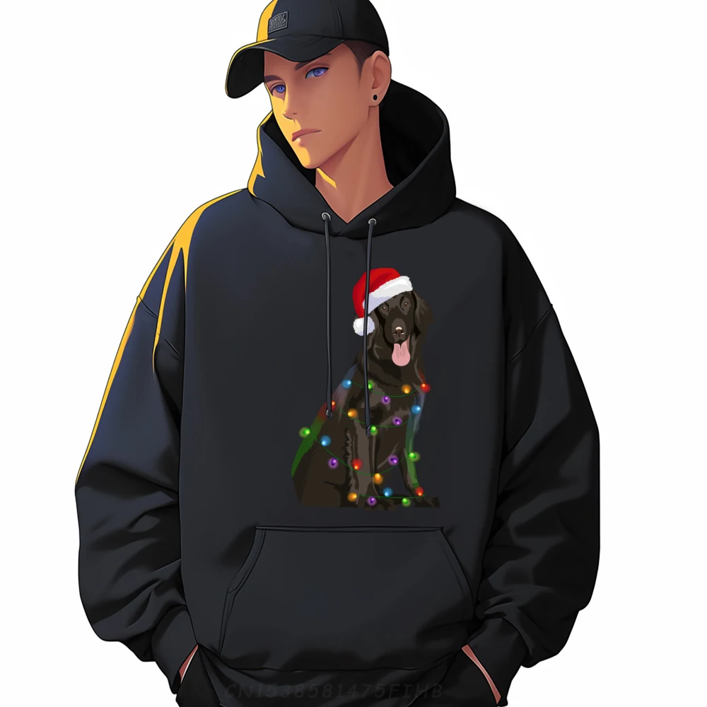 Flat-coated Retriever Christmas Lights Xmas Dog Lover Mens Designer Clothes Custom Hoodies Design