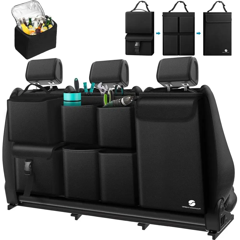 

Hanging Car Trunk Organizer with Cooler, Large Pockets, Detachable Seat Back Waterproof Car Storage Organizer for Sedans, SUVs,