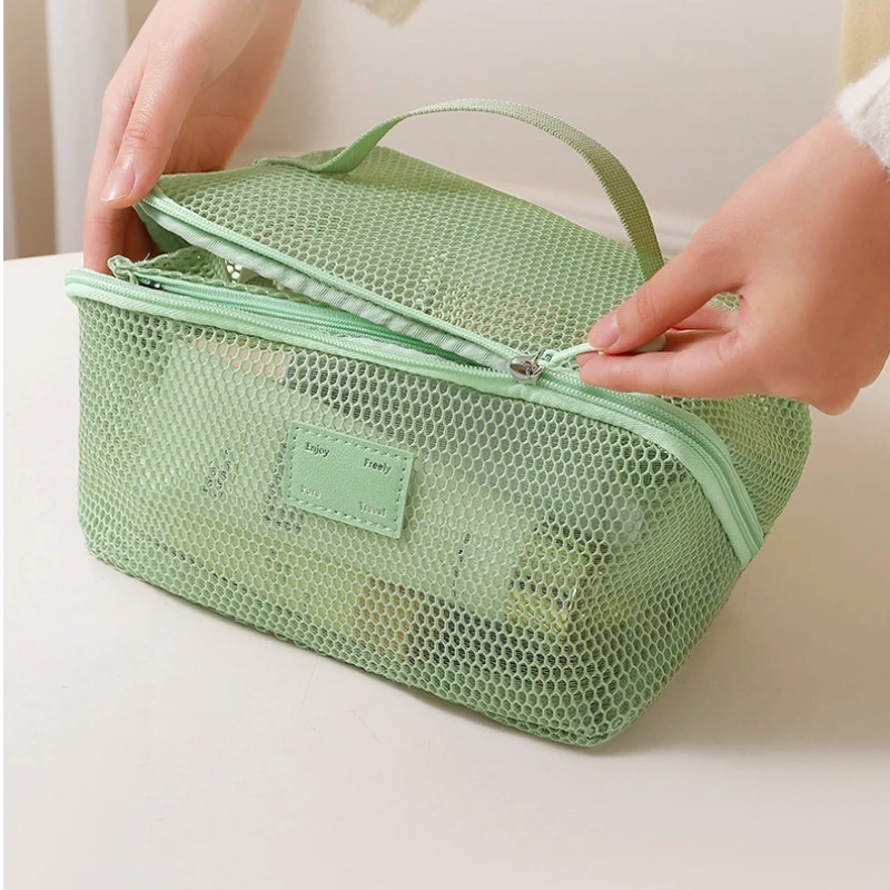 대용량 메쉬 화장품 가방-투명, 여성용 다기능 메이크업 주최자, 지퍼가 달린 휴대용 보관 주머니
