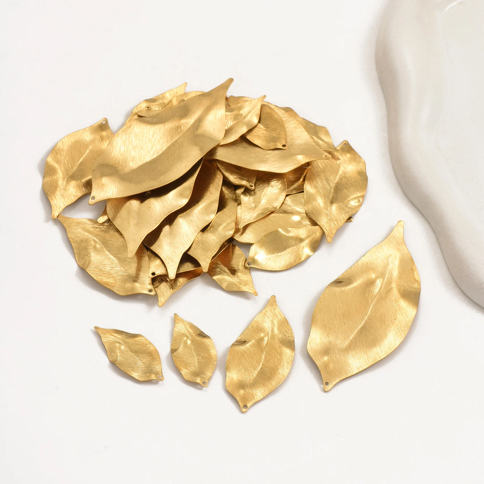 8pcs Vintage Single-Hole Double-Sided Brushed Leaf-Shaped Pendants Are Ideal Choices for Female Jewelry Making Components