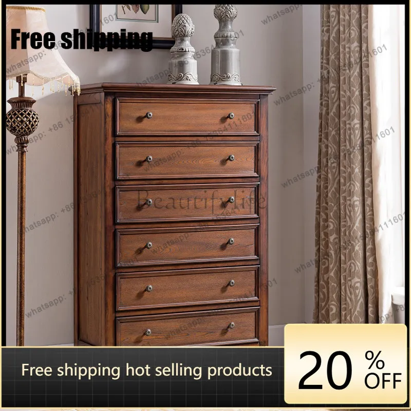 XX. American solid wood chest of drawers, living room, bedroom, multi-functional four-bucket locker
