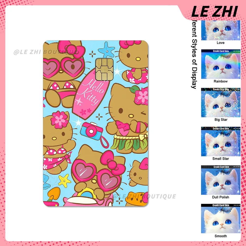 Cartoon Anime Credit Card Bank Bus Waterproof Film Cover Sticker Black Skin Hello Kitty Shining Rainbow Love Party Sticker