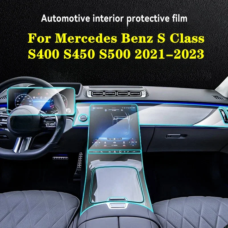 Anti-scratch Car Door Center Console Media Dashboard Navigation TPU Protector Film For Merceds Benz S Class S400 S450 S500 21-23