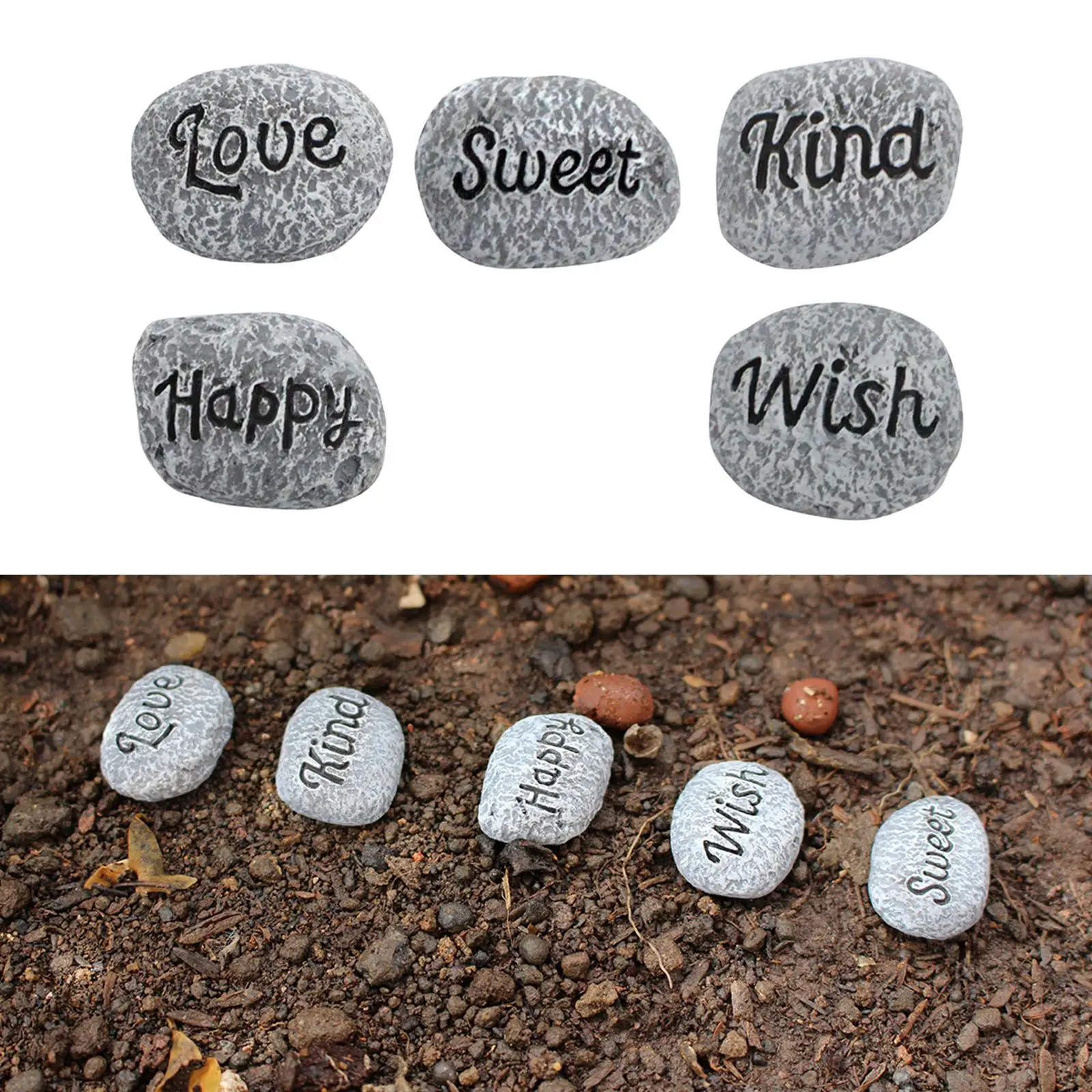 Small Stones Potted Decor Ornament Potted Paving Stones Horticultural Landscape Decoration for Yard Lawn Landscaping Decoration