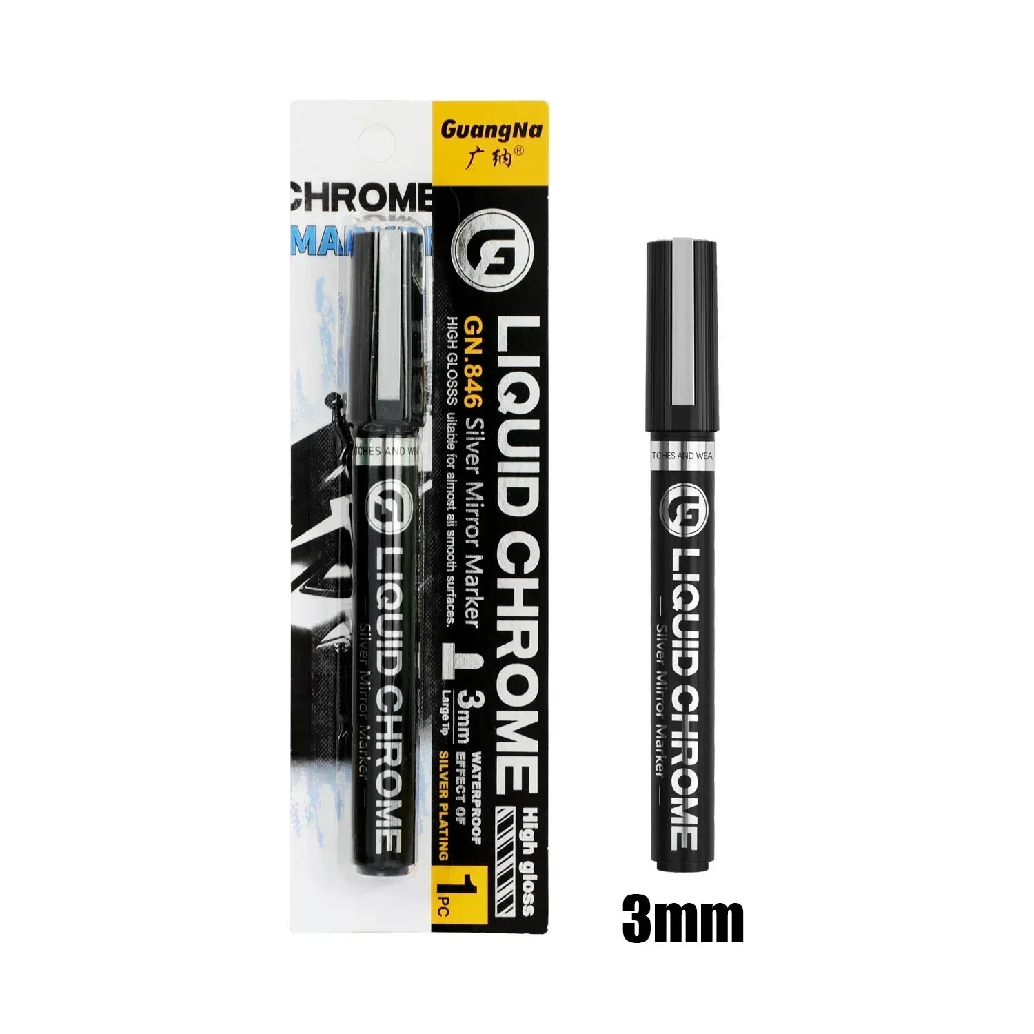 Chromowany marker lustrzany 2mm/3mm srebrny złoty odblaskowy metaliczny długopis z farbą Touch-up trwały długopis w płynie