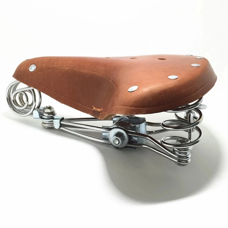 

Traditional Old Style Bicycle Saddle Riveting Cow Leather Seat Road Bike Standard MTB Vintage Cushion Cycling Part