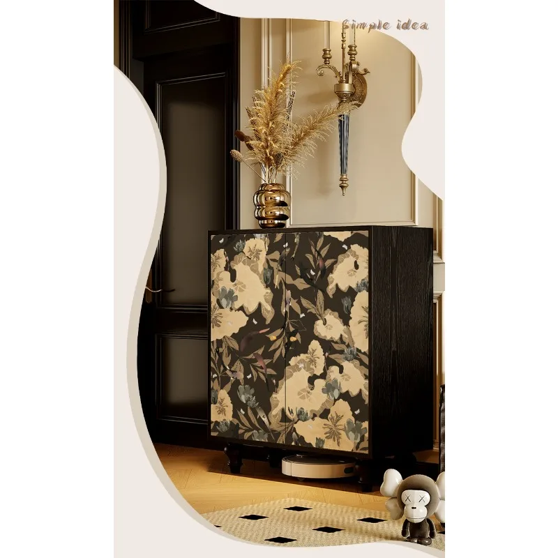 

Кремовый стиль, шкаф для обуви из цельного дерева для прихожей, настенный встроенный стоячий шкаф без установки для гостиной