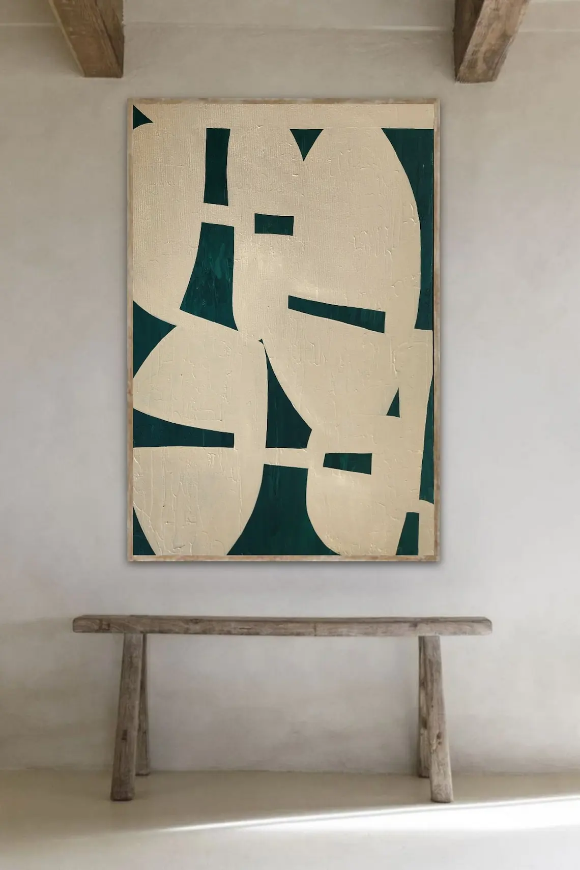 Large Abstract Textured Handmade Painting Mustard Yellow Abstract Painting Mid Century Modern Wall Art Beige Painting Home Art