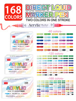 Guangna 60/120/168 colors Acrylic Marker Pen Set,Two Colors In One Stroke,DIY Hand Drawn,Student Paint Art Markers pens,GN.8106