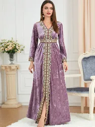 Abaya de veludo muçulmano para mulheres, Dubai, Marrocos Party, Vestido longo, Kaftan espesso, Islã, Manto árabe, Luxo, Inverno, 2023