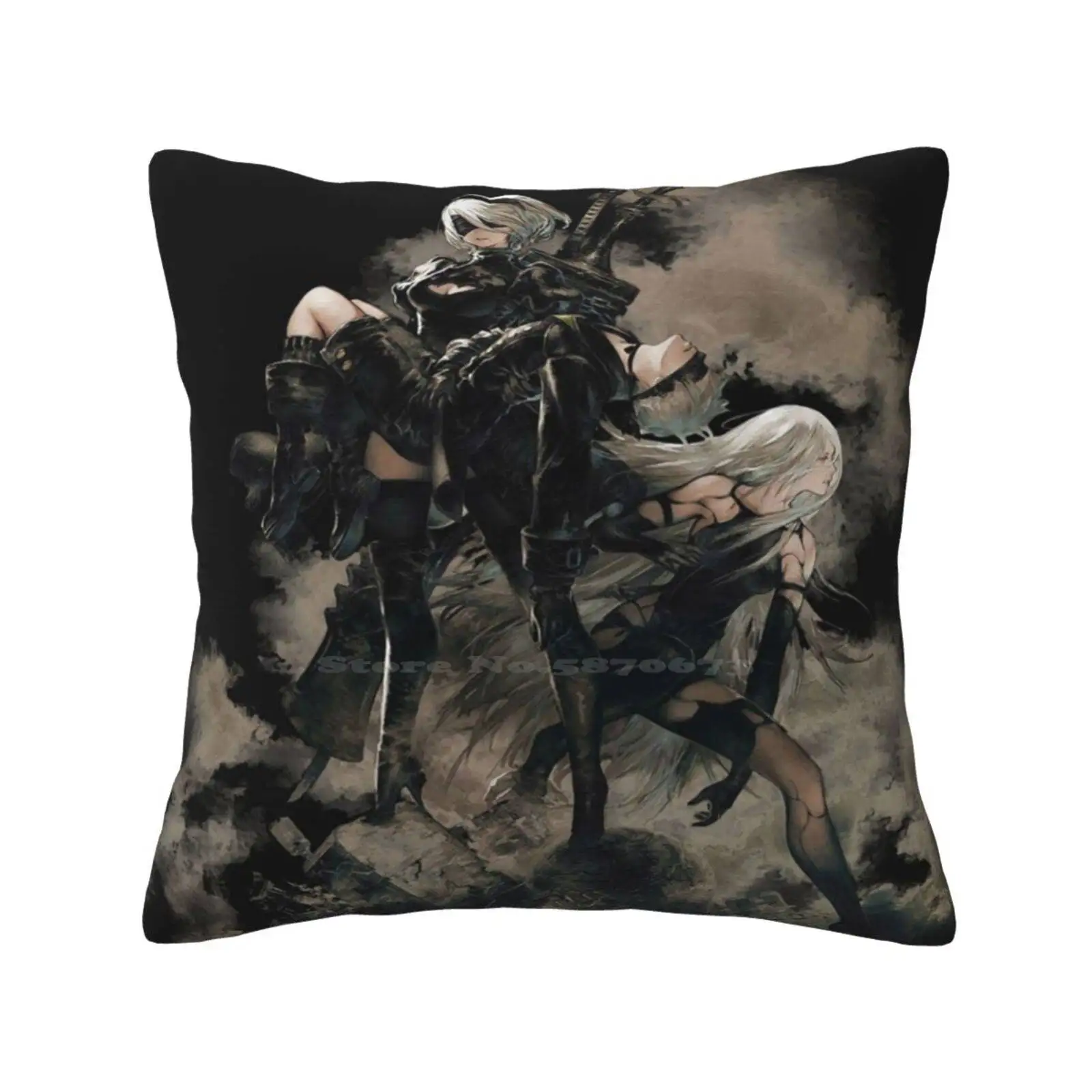 Nier : Automata Black Fashion Sofa Throw Pillow Cover Pillowcase Nier Automata Video Game Ps4 2B 9S Gaming Gothic Japan Black