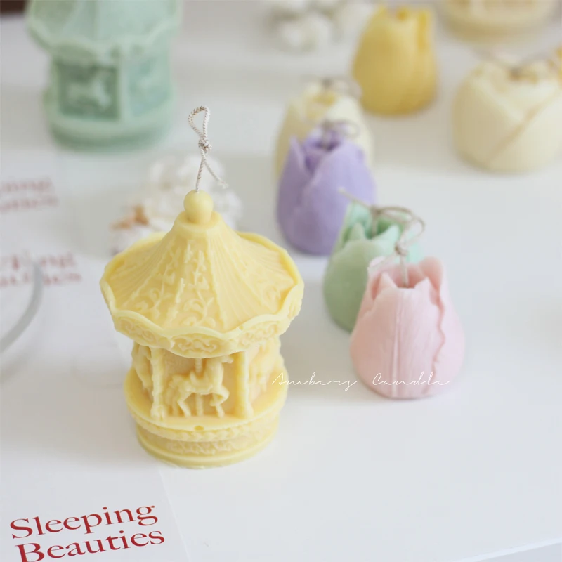 Amusement Park Carousel Scented Candles Handmade Soy Wax Aromatherapy Ornaments Birthday Gift Home Wedding Party Decoration