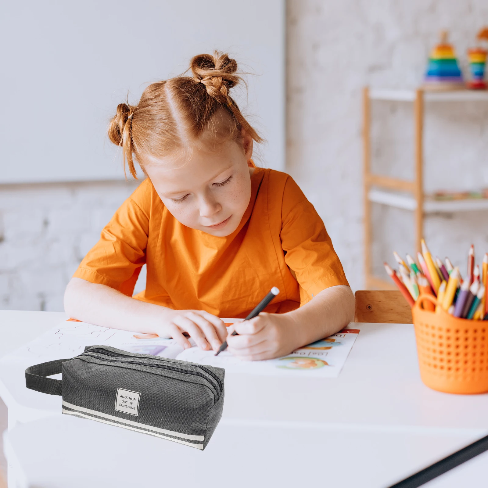 

Double Layer Pencil Bag Large Capacity Lightweight Portable Zipper Pencil Pouch for Students Teachers Pen Storage Organizer