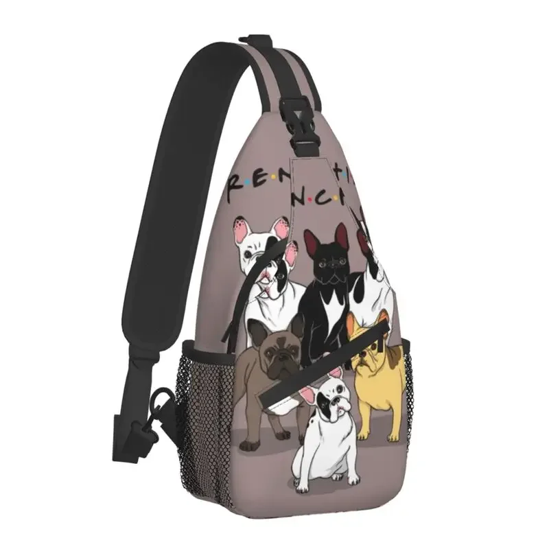 Casual Funny Frenchies French Bulldog Sling Crossbody Backpack Men Dog Animal Shoulder Chest Bags for Hiking