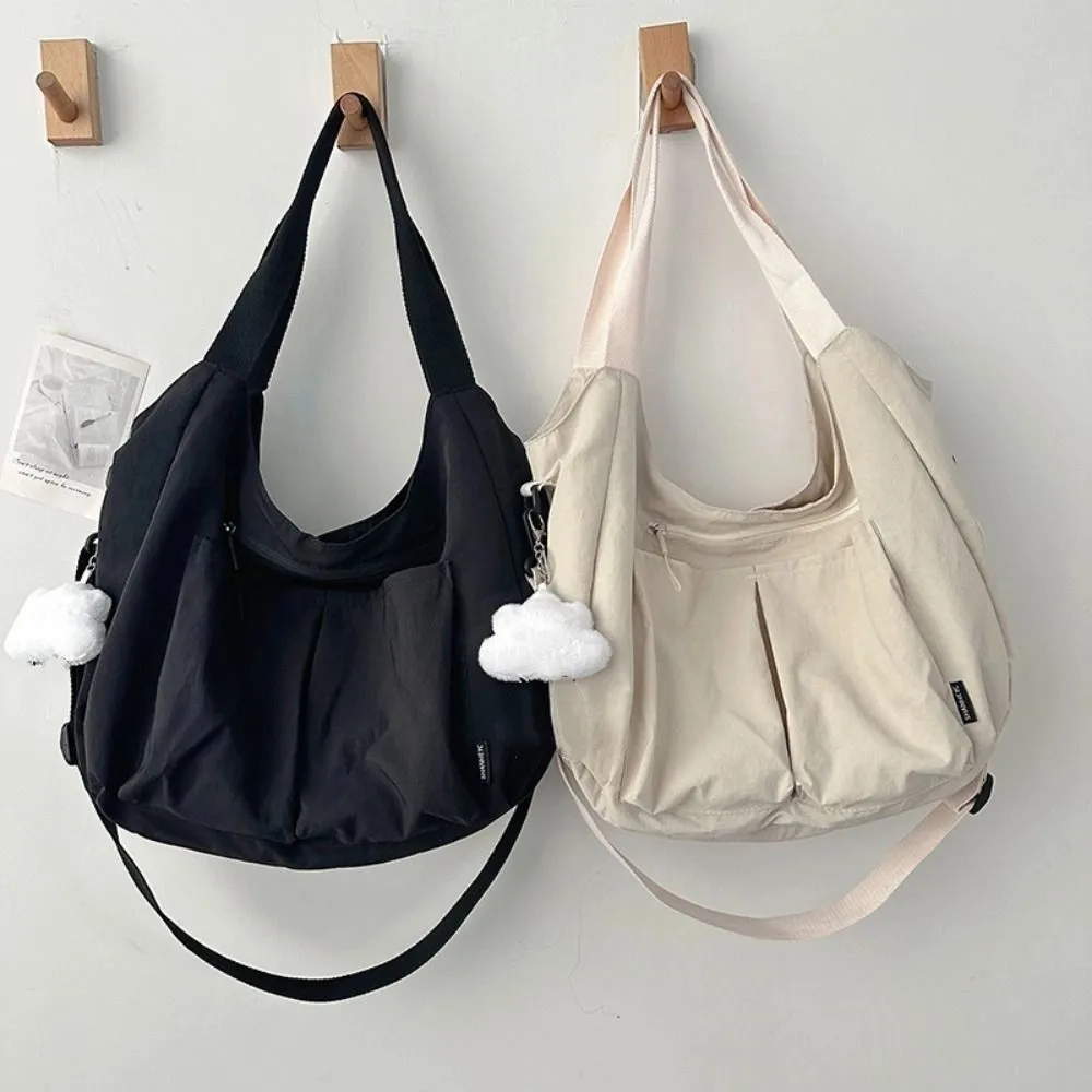 

Casual Oxford Cloth Shoulder Bag Portable Solid Color Nylon Crossbody Bag Handbag Large Capacity Lightweight Tote Bag Shopping