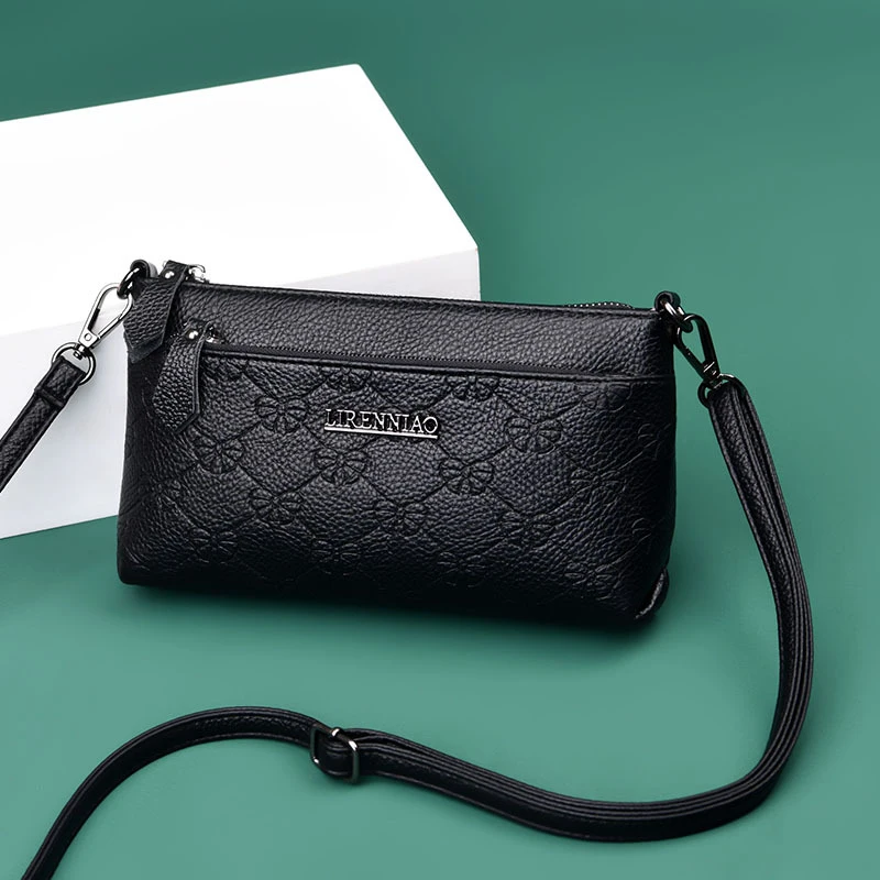 New stylish handbag made of soft leather, mini shoulder bag for middle-aged women, mom style crossbody bag
