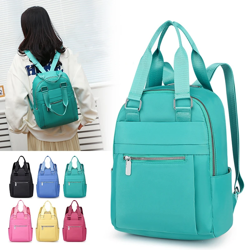 Backpack Women Travel Backpack Multi Pocket Travel Casual Backpacks Female Solid Color School Waterproof Oxford Bag