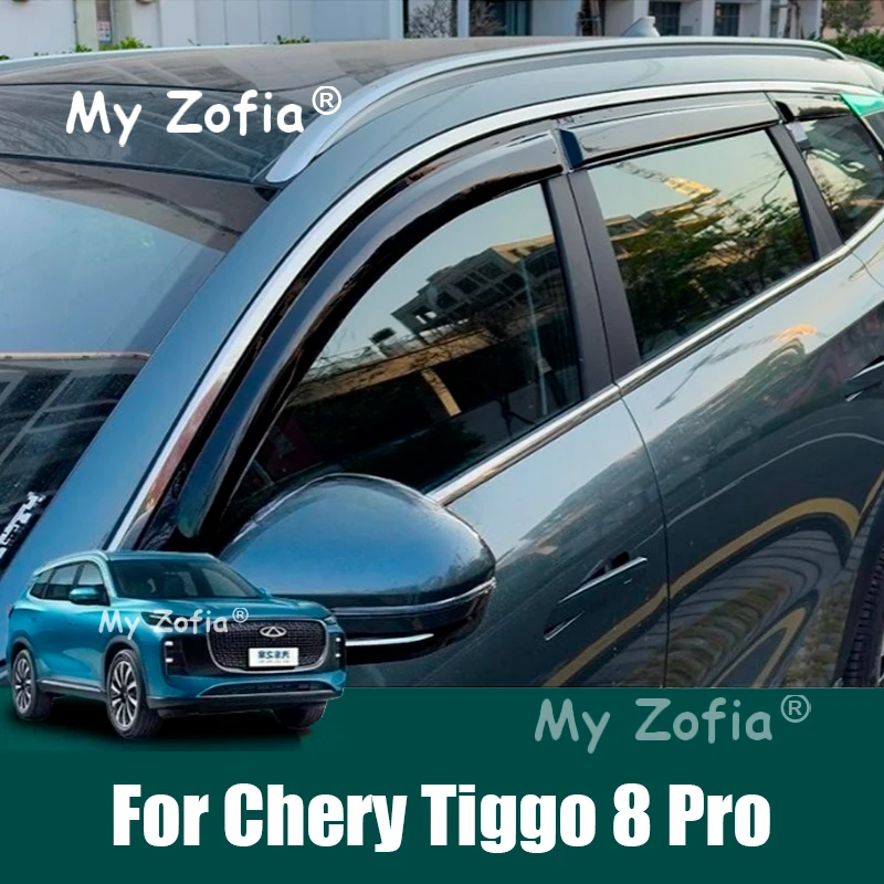 For Chery Tiggo 8 Pro 2025 2026 Car Window Visor Rain Sun Guard Cover Deflectors Weathershields Rain Guard Shades Accessories