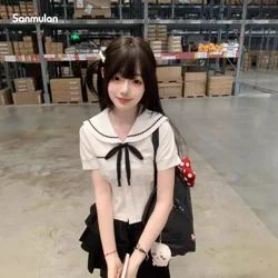 Uniforme JK japonais et coréen mignon, style collège, jupe taille trempée à manches courtes, marin imbibé, écolière de mode japonaise