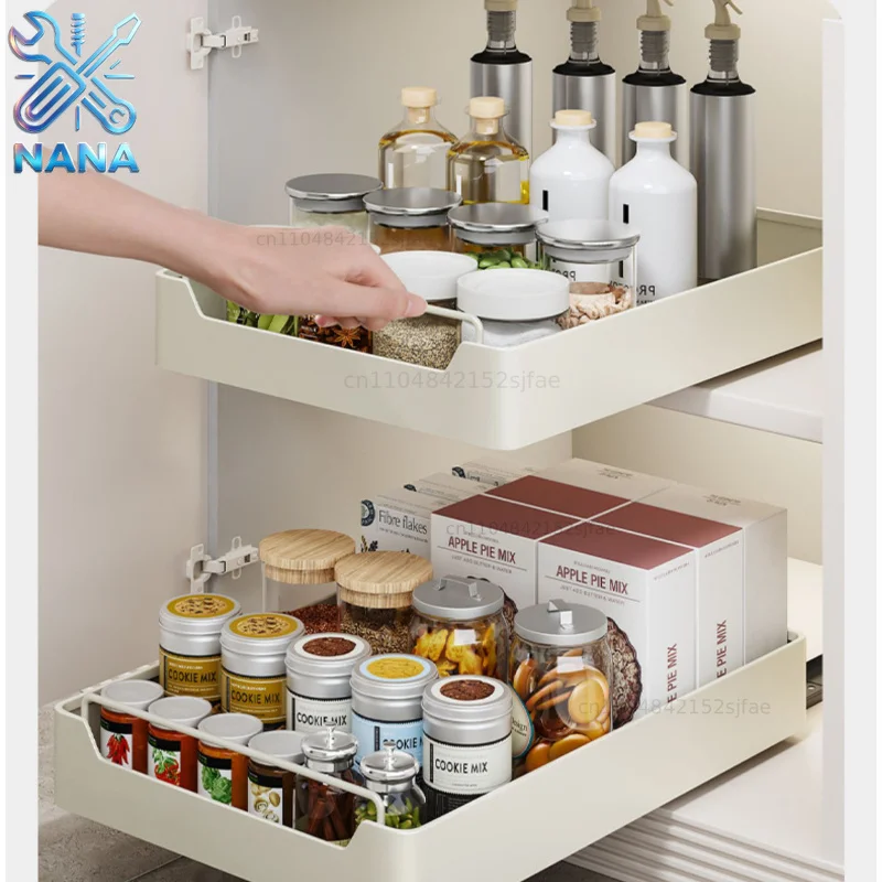 Slide Out Cabinet Organizer Sliding Drawer Pantry Shelf With Damping Guide Nylon Adhesive Heavy Duty Slide Out Pantry Shelves Fo