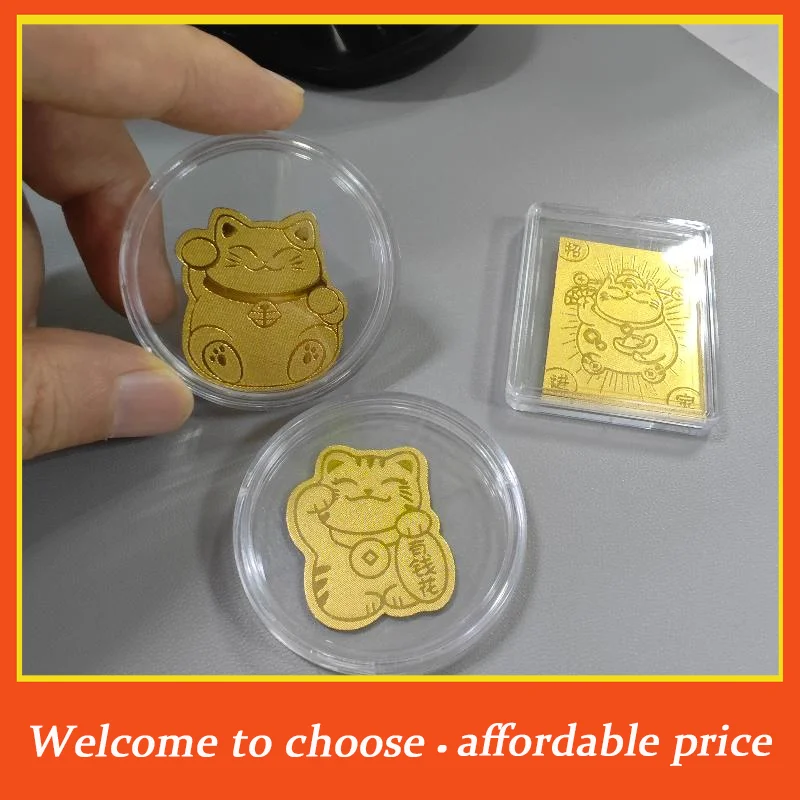 **1Pcs Reusable Decals Golden Lucky Cat Stickers With Glitter For Phone Laptop New Year Gift Festive & Shiny Design'