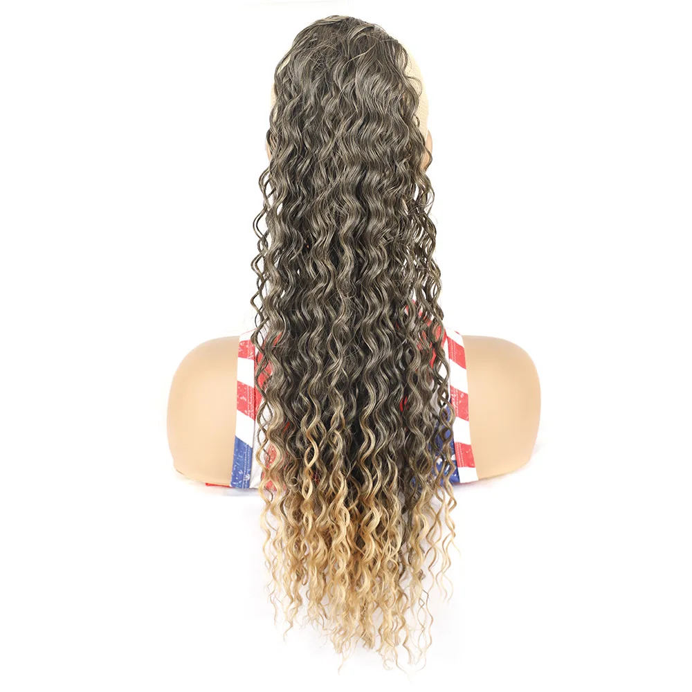 African wig women's ponytail drawstring net pocket curly hair cross-border synthetic elastic ponytail braid