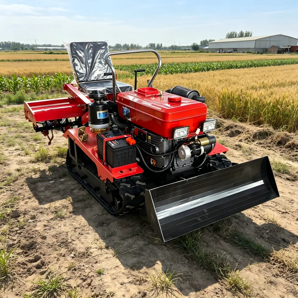 High Performance Small Power Tiller with 5 Free Attachments Backfill Wheel Ditching Machine Rotary Weeding Bulldozer