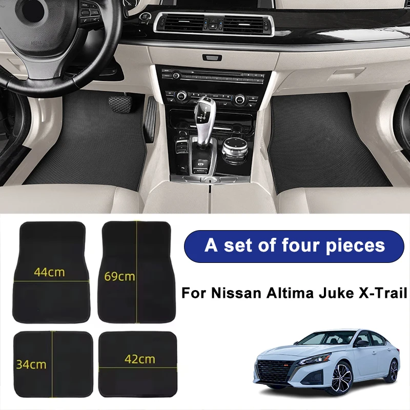 

For Nissan Altima Juke X-Trail Car Floor Mats Black Non-Slip 4Pcs Front & Rear Foot Mats Carpets Rugs Auto Interior Accessories