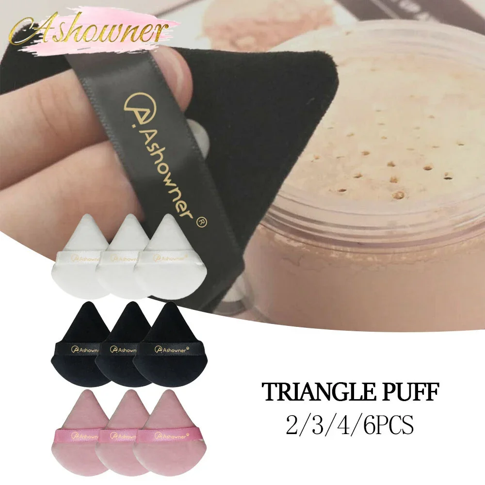 

2/3/4/6Pcs Triangle Powder Puff Mini Face Makeup Sponge Cosmetics Soft Cotton Face Powder Puff Washable Velvet Makeup Puff Tools