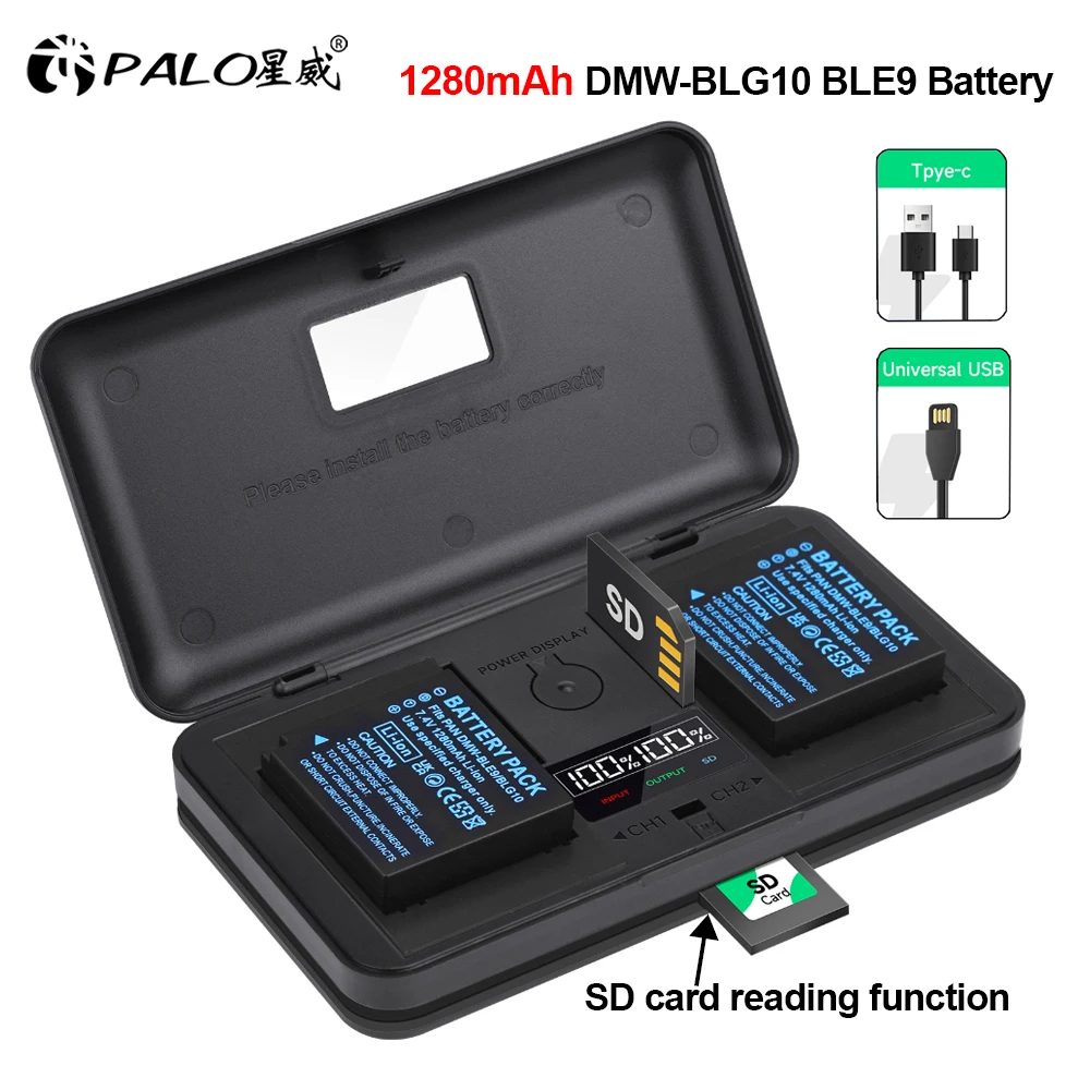 PALO DMW-BLG10 DMW BLG10 BLG10e BLE9 Battery+LCD USB Charger Case for Panasonic LUMIX GF5 GF6 GX7 LX100 GX80 GX85 GF3 GF5 LX100