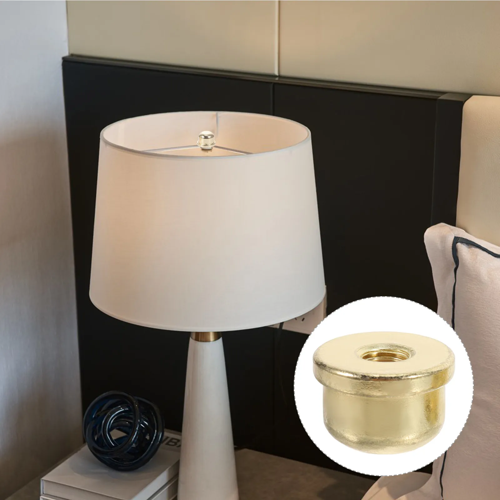 2Pcs Lamp Accessories Decorative Brass Finial Caps Screw for Table Floor Lamps Elegant Lamp Shade Holder Replacement