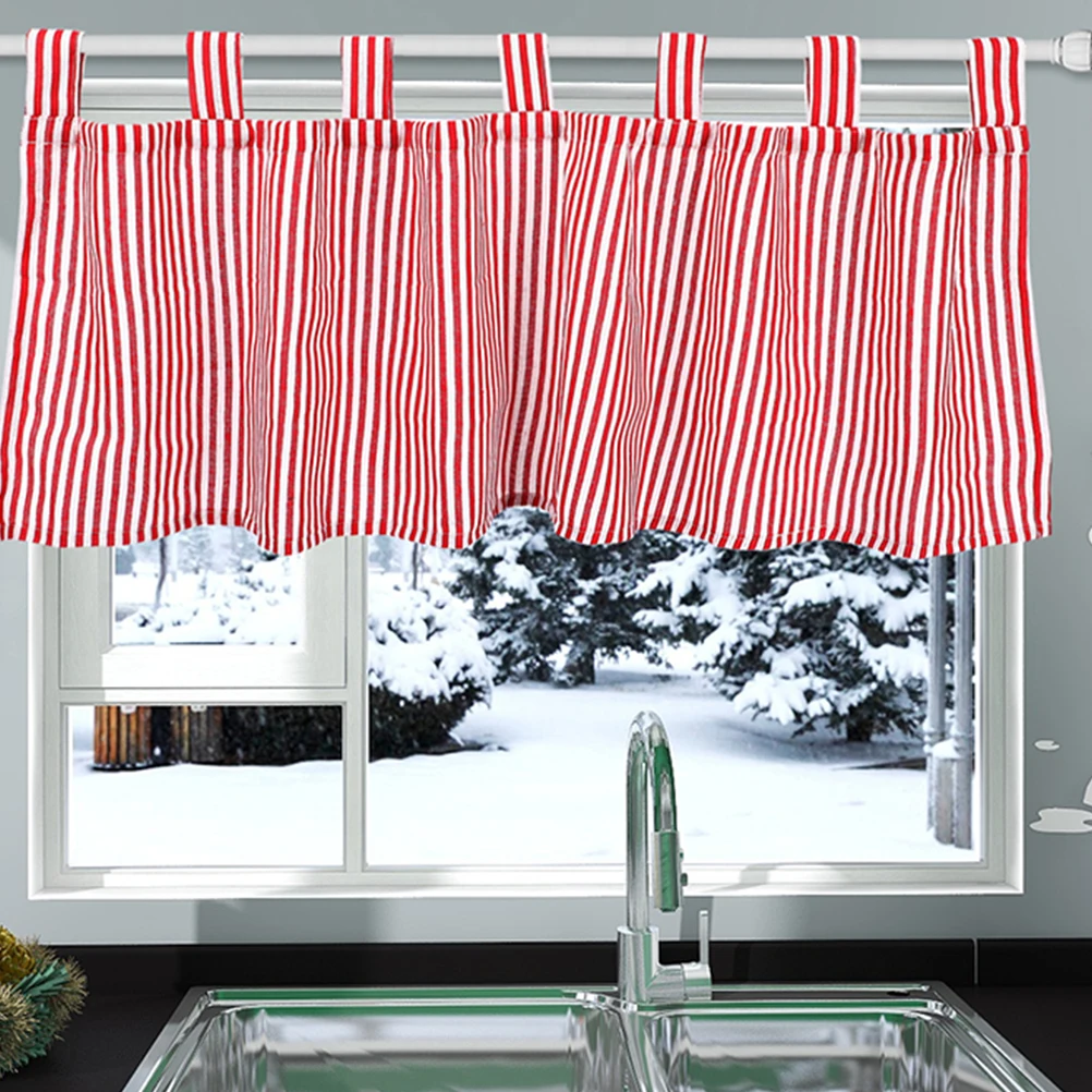 

Washable Cloth Curtains Striped Short Window Drape Elegant Balcony Accessory Privacy Fabric Design Anti Fading Home