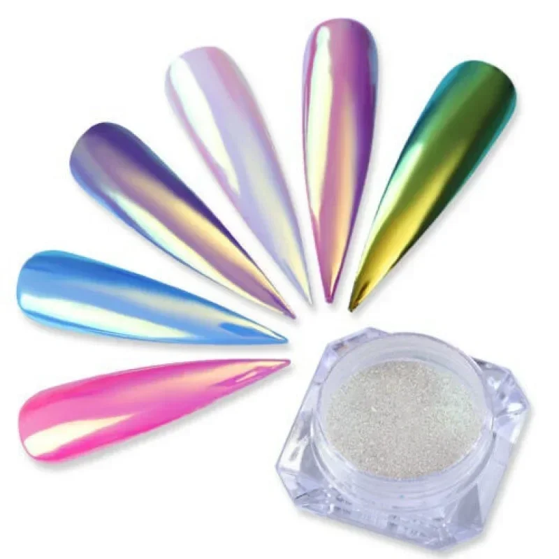 Aurora Nail Powder Mirror Effect Chrome Nail Art Mermaid Rainbow AB