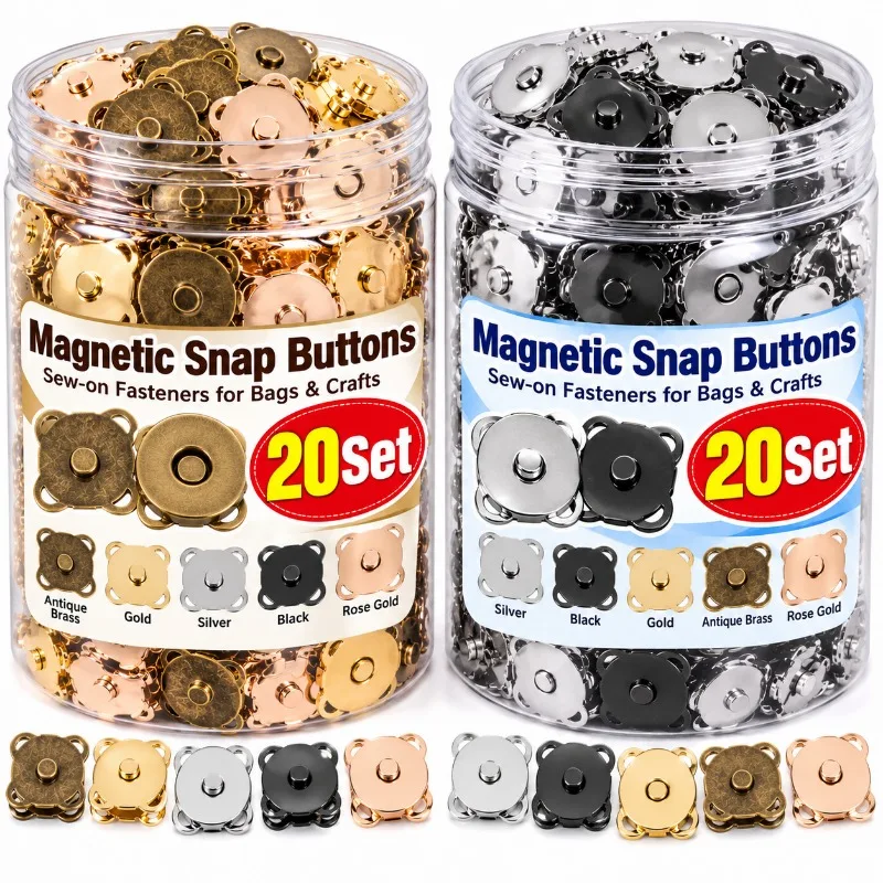 1-20sets 14mm 18mm Square Magnetic Snap Fasteners Clasps Button Handbag Purse Wallet Craft Bags Parts Accessories