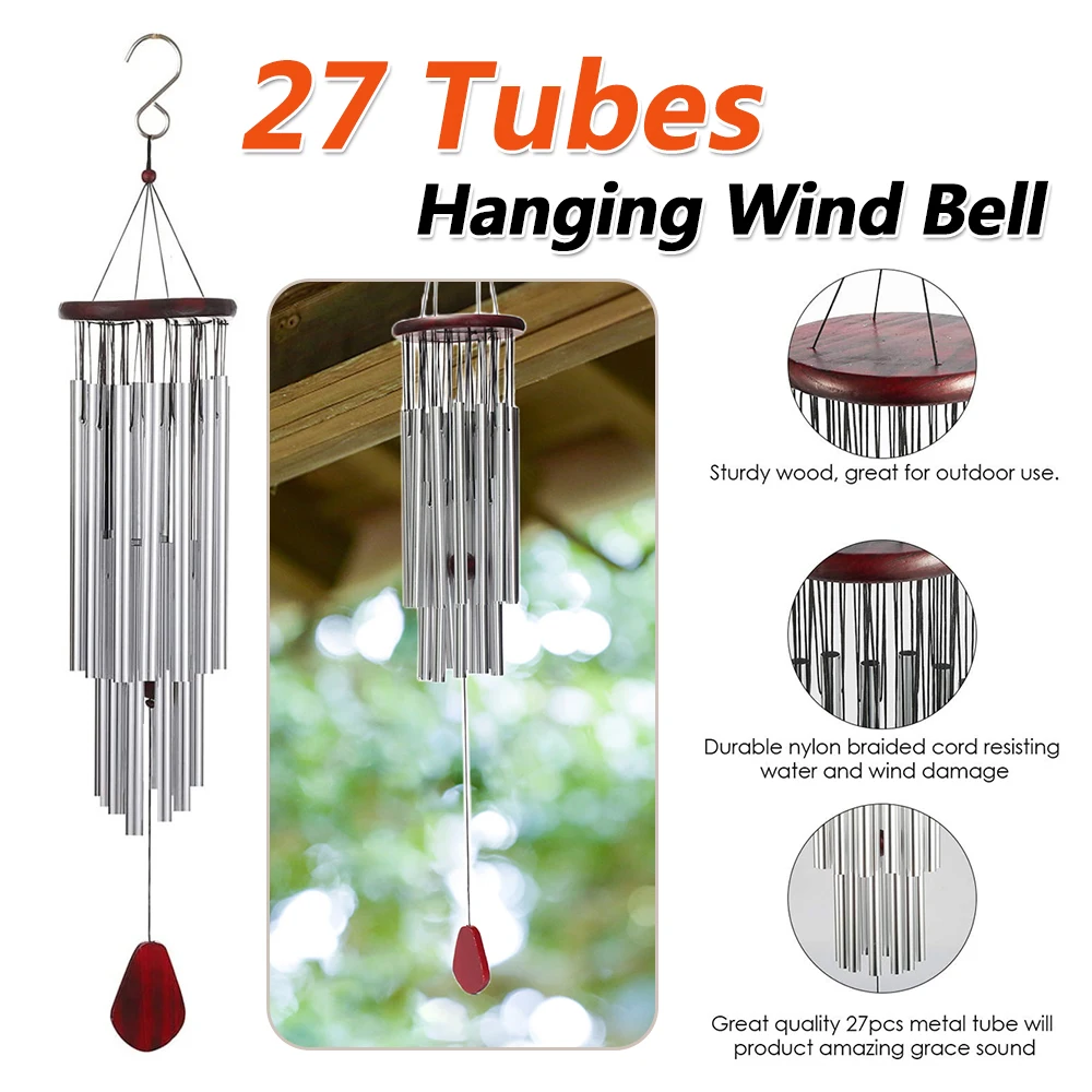 

27 Tubes Outdoor Pendant Aluminum Hanging Wind Bell Outdoor Decoration Wind Bell Multi-tube Wind Chime Indoor Pathway Home Decor