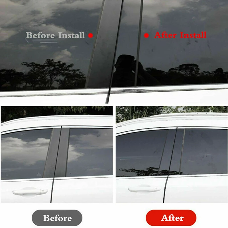 6-teiliges Set Auto-Säulenleisten Fenster-Türverkleidungen Abdeckungen Hochglanz-Klavierlack Schwarz für Porsche Macan 2014-2022 Auto-Außenbereich – Detail 3