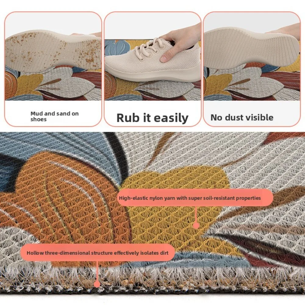 سجادة باب مدخل المنزل المطبوعة بالضوء، سجادة أرضية مقاومة للأوساخ من الحرير المرن غير قابلة للانزلاق لديكور غرفة نوم المطبخ والحمام